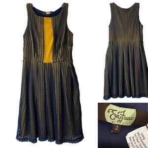 Eva Franco Wanderlust Regina Dress size 2 blue yellow colorblock A-line. -10
